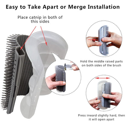 2 Pack Self Grooming Cat Brush - Wall Corner Scratcher with Massage Combs for Long and Short Fur Cats, Kittens