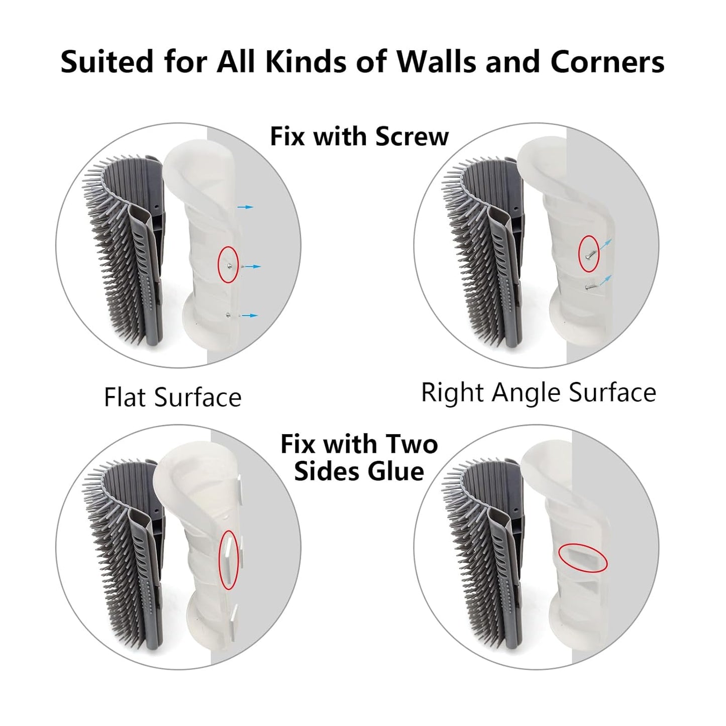 2 Pack Self Grooming Cat Brush - Wall Corner Scratcher with Massage Combs for Long and Short Fur Cats, Kittens