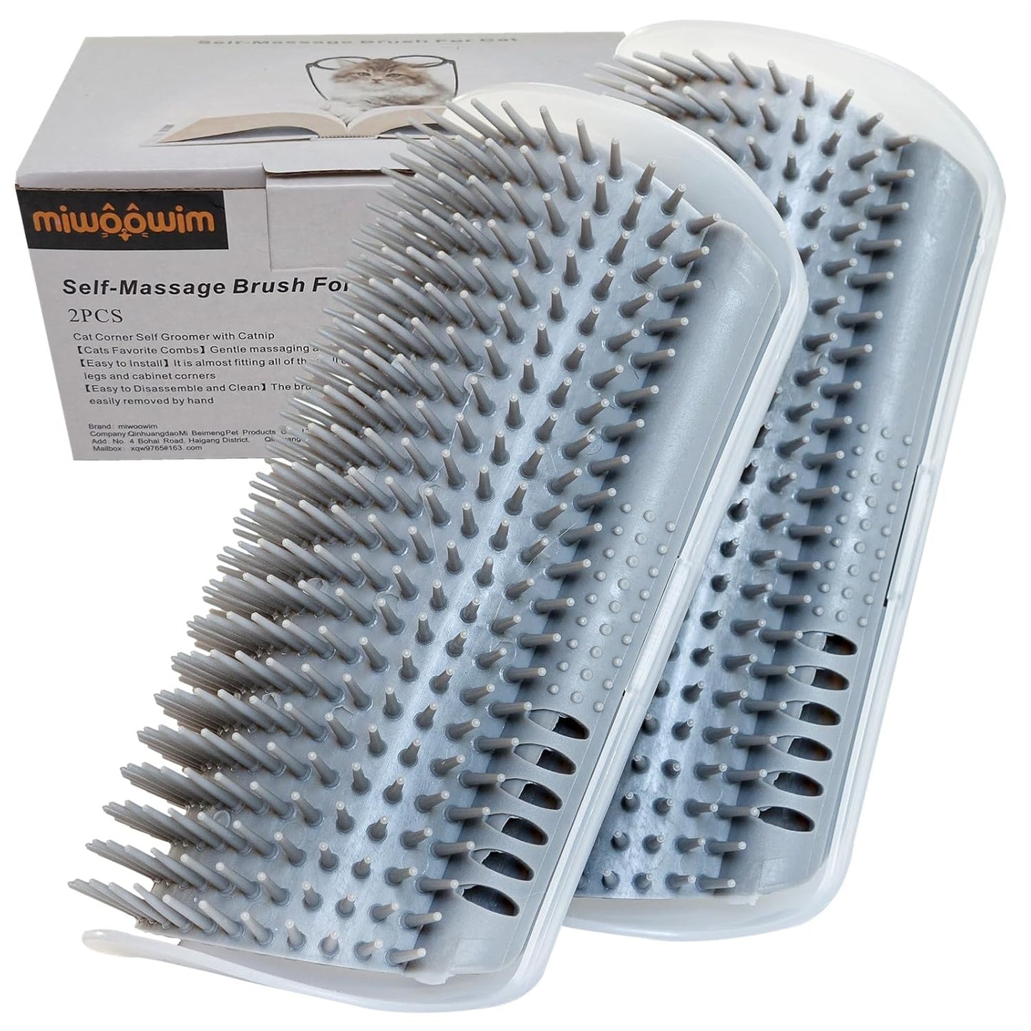 2 Pack Self Grooming Cat Brush - Wall Corner Scratcher with Massage Combs for Long and Short Fur Cats, Kittens