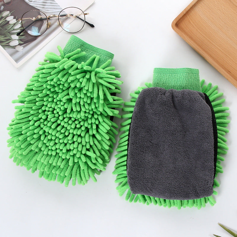 🧽🧽3 pcs Car Wash Mitt, Double-Sided Chenille Microfiber