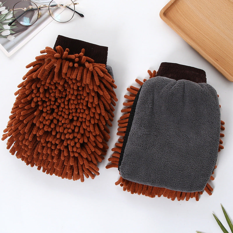 🧽🧽3 pcs Car Wash Mitt, Double-Sided Chenille Microfiber