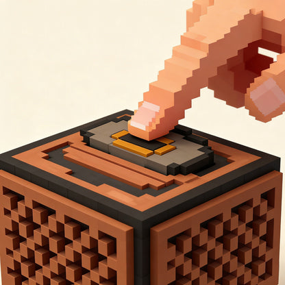 Pixel cube desktop ornament, music box record player
