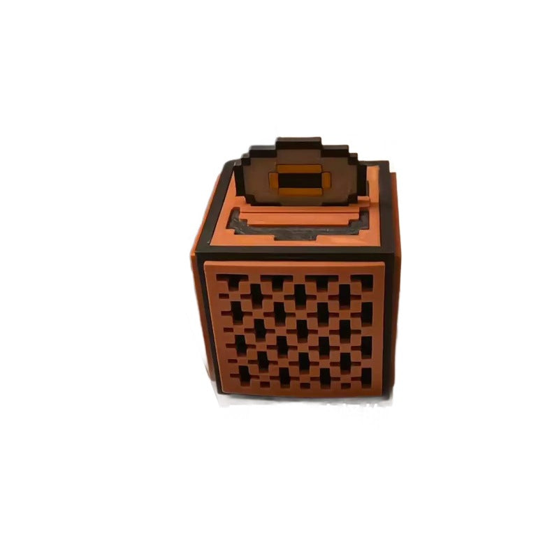 Pixel cube desktop ornament, music box record player
