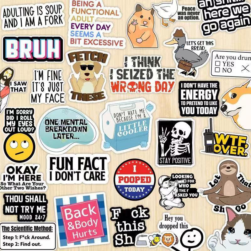 🔥Set of 130 Pcs Funny Saying Stickers
