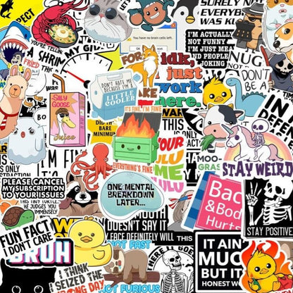 🔥Set of 130 Pcs Funny Saying Stickers