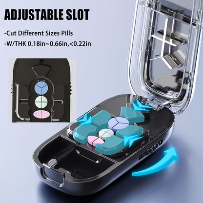 💊Pill Cutter Splitter for Small and Tiny Pills -1/2&1/3&1/4 Adjustable Pill Splitter