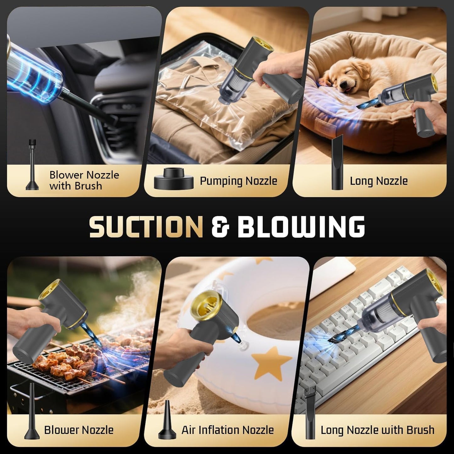 6 in 1 Car Vacuum Cordless Cleaner High Power 12000PA