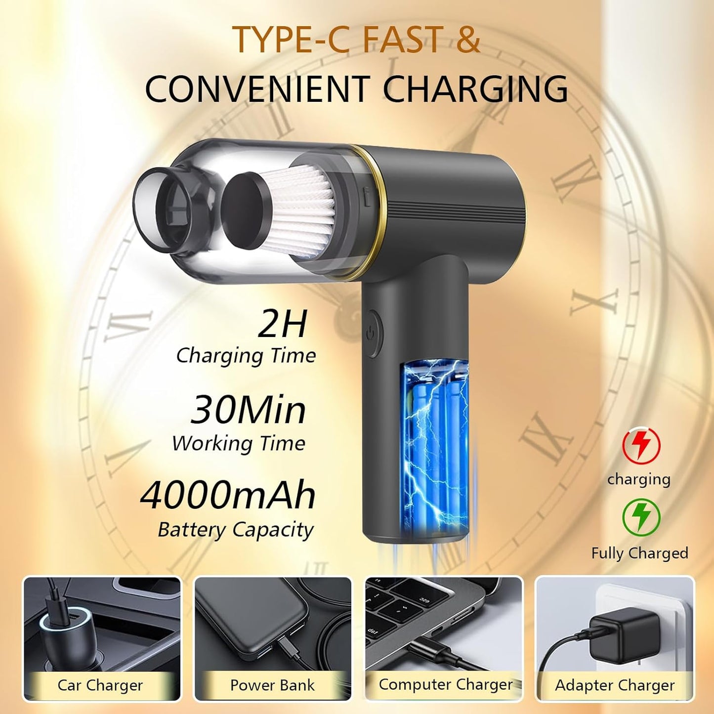 6 in 1 Car Vacuum Cordless Cleaner High Power 12000PA