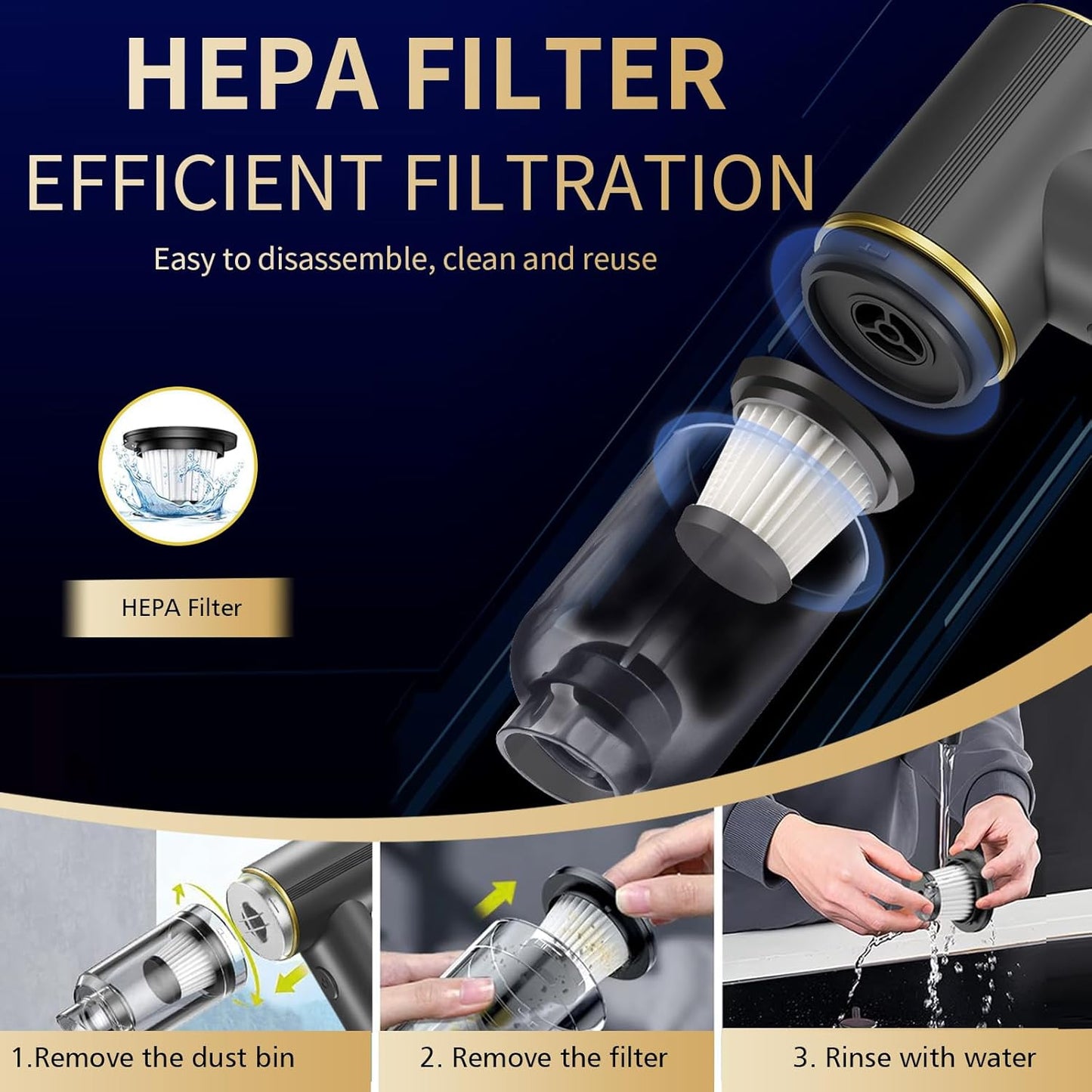6 in 1 Car Vacuum Cordless Cleaner High Power 12000PA