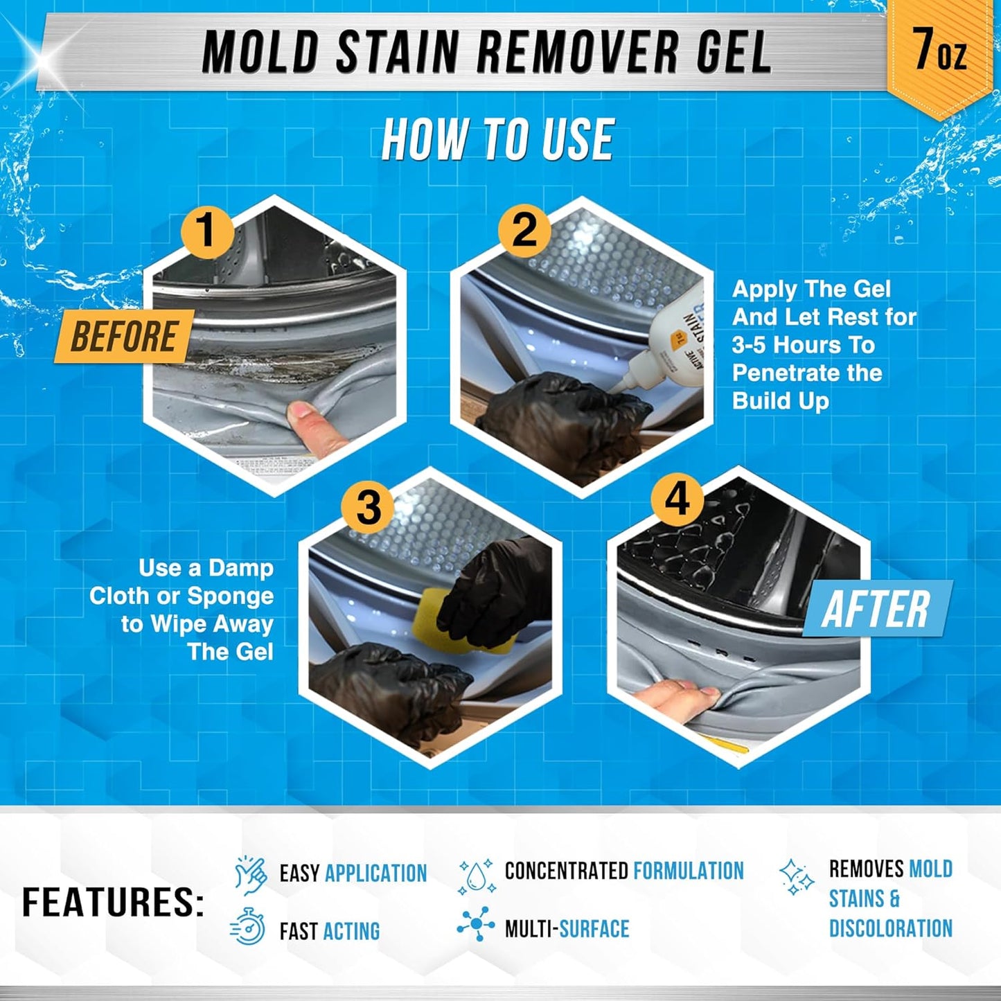 🧽🫧Mold Stain Remover Gel Cleaner Heavy Duty Stain Cleaner - 7 Fl Oz
