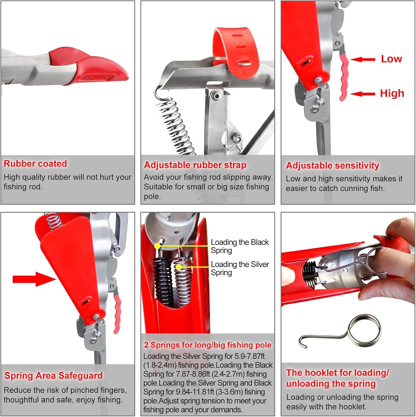 🎣🎣Automatic Spring Fishing Rod Holder - Stainless Steel for Ground Support Brackets, Adjustable Sensitivity