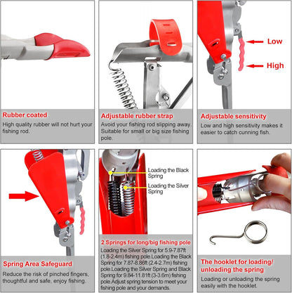 🎣🎣Automatic Spring Fishing Rod Holder - Stainless Steel for Ground Support Brackets, Adjustable Sensitivity