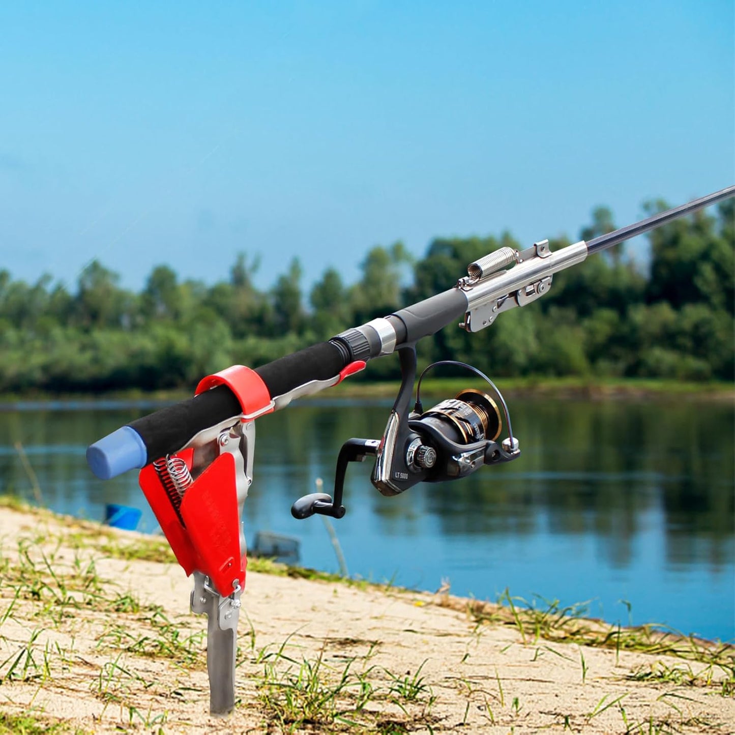 🎣🎣Automatic Spring Fishing Rod Holder - Stainless Steel for Ground Support Brackets, Adjustable Sensitivity