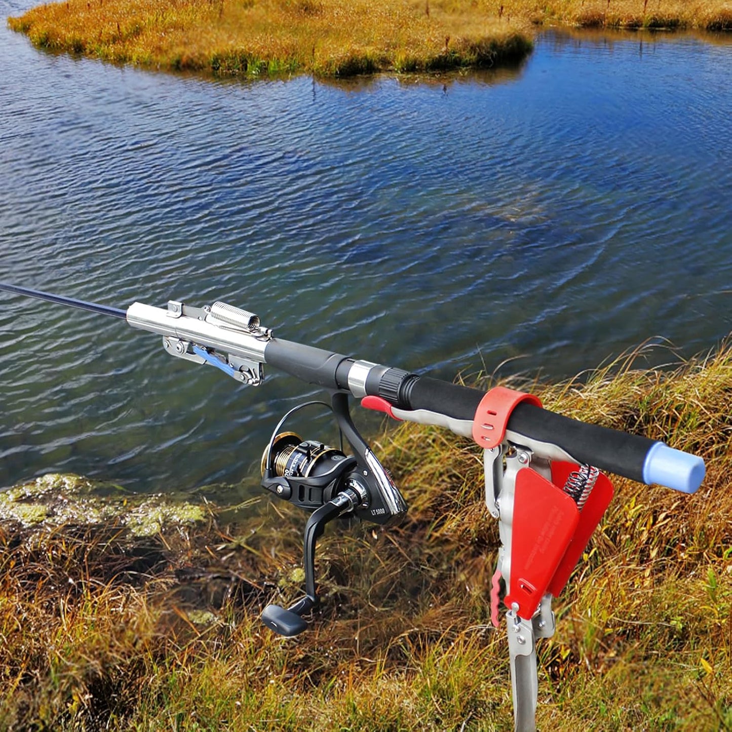 🎣🎣Automatic Spring Fishing Rod Holder - Stainless Steel for Ground Support Brackets, Adjustable Sensitivity