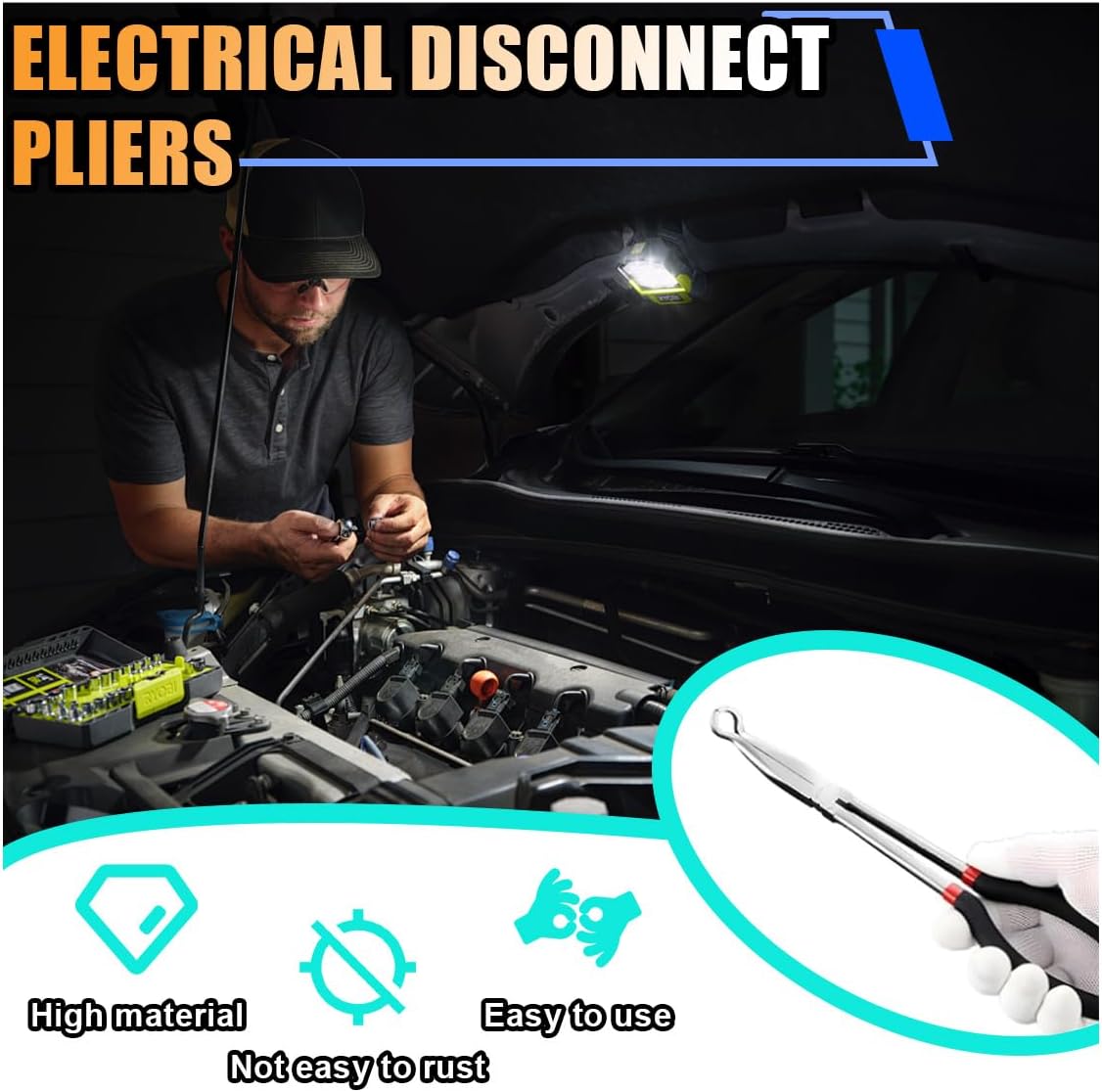 🛠️11 Inch Car Electrical Disconnect Pliers, Electrical Connector Disconnect Pliers Car Fuel Feed Pipe Plier