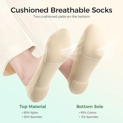 🔥7 Pairs No Show Socks Womens Cushioned Non Slip Low Cut Invisible Liner Footies Socks🧦 for Flats Loafers