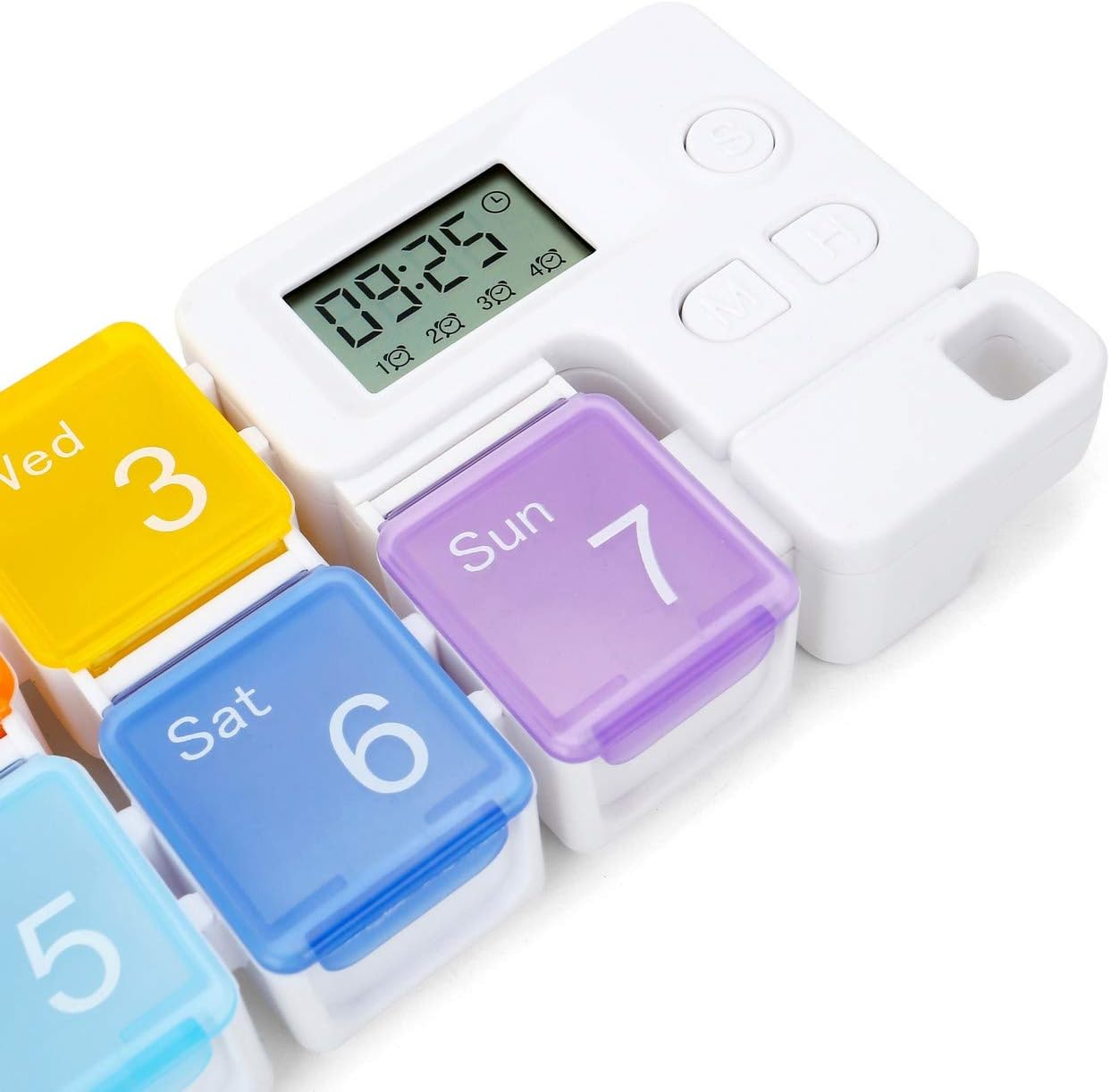 Portable Travel Vitamins Medicine Box Case-7 Days Pill Dispenser Organizer with Reminder Alarm