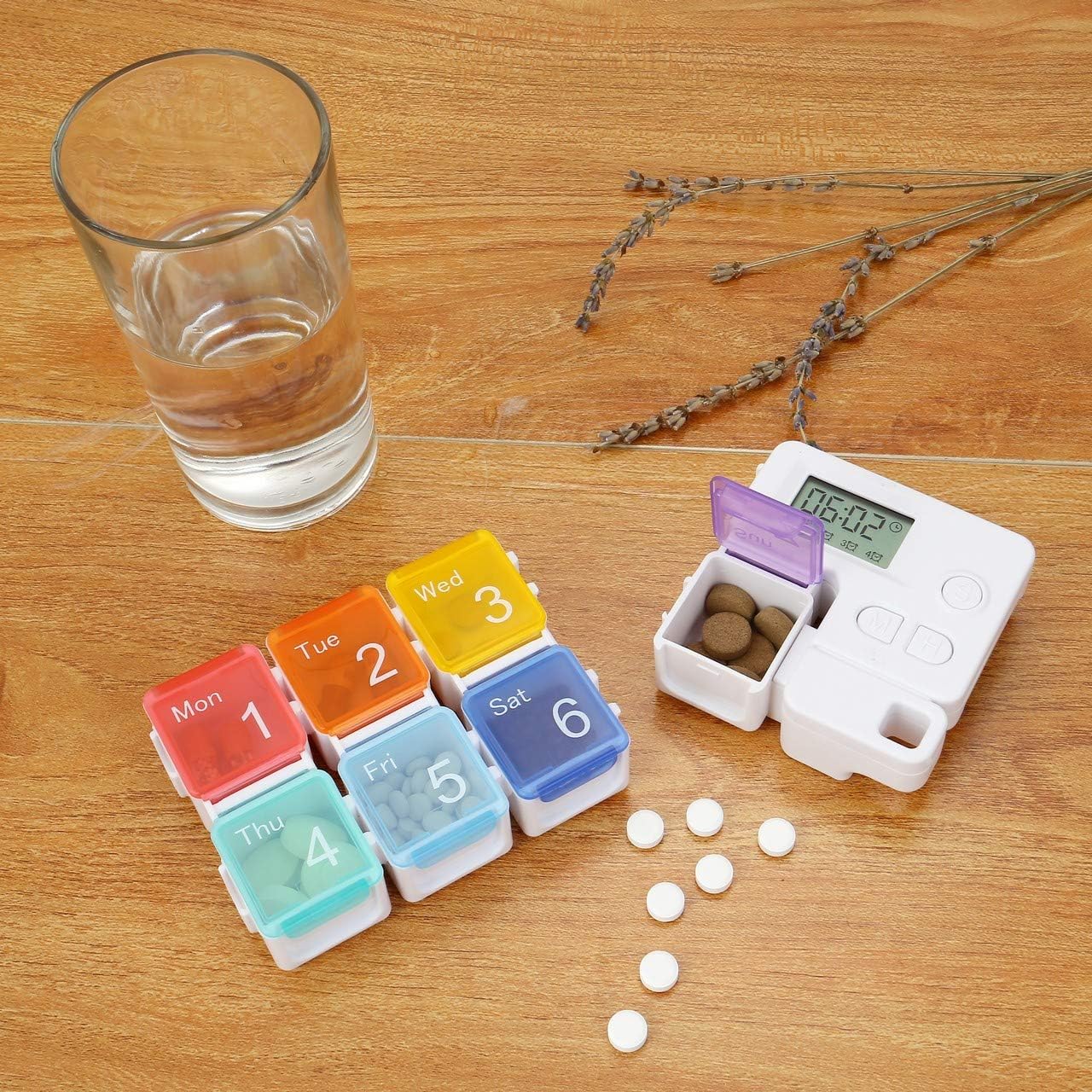 Portable Travel Vitamins Medicine Box Case-7 Days Pill Dispenser Organizer with Reminder Alarm