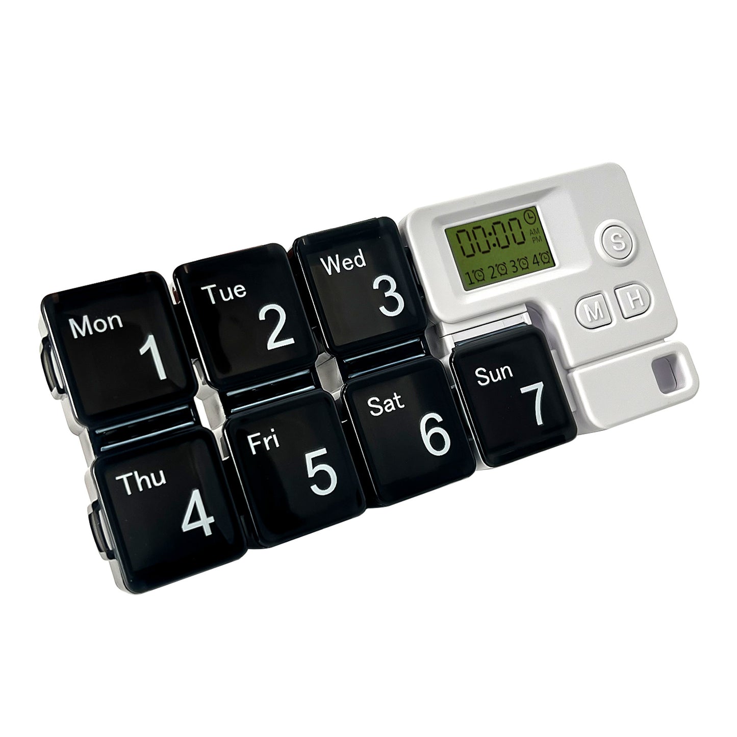 Portable Travel Vitamins Medicine Box Case-7 Days Pill Dispenser Organizer with Reminder Alarm