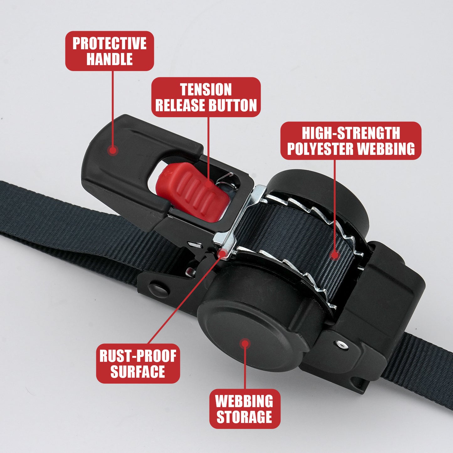 1" x 10' Retractable Ratchet Straps for Truck, Cargo Trailer