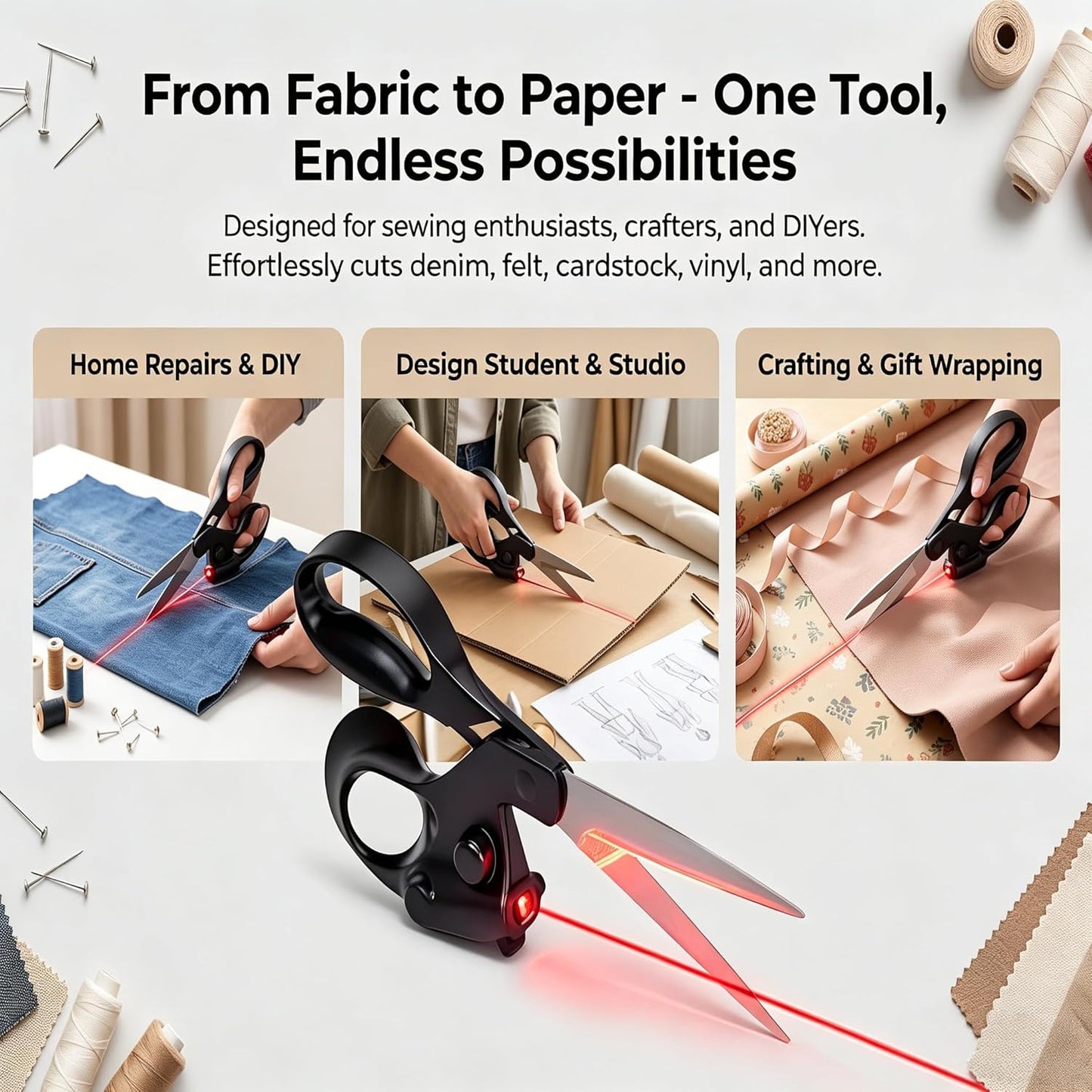 ✂️Professional Laser Guided Scissors for Fabric Cutting