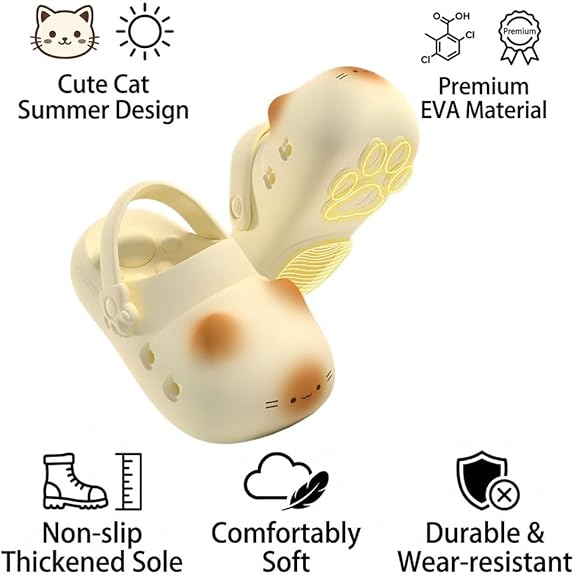 😸Cat paw print pattern summer shoes, unisex EVA slippers