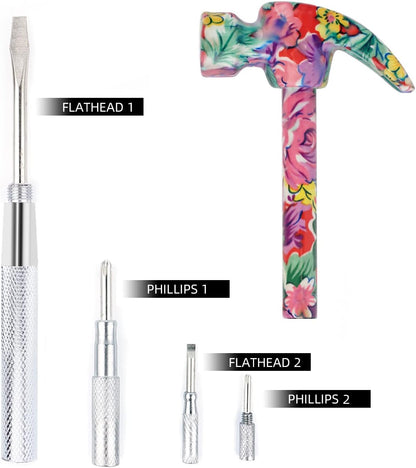 🛠️6 in 1 Multifunctional Floral Hammer & Screwdriver Tool Set🛠️