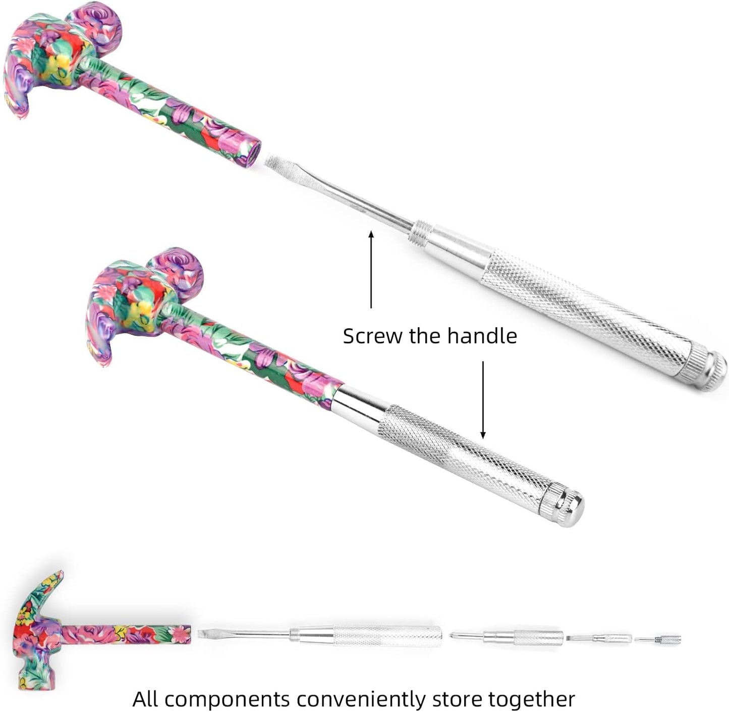 🛠️6 in 1 Multifunctional Floral Hammer & Screwdriver Tool Set🛠️