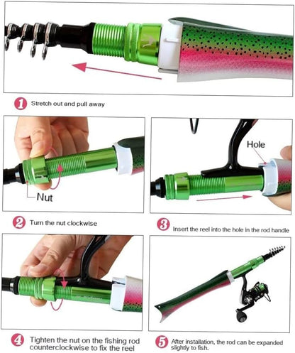 🎣Pack of 1 Mini Retractable Ice Fishing Rods 5.2FT Length Telescopic Carbon Fiber
