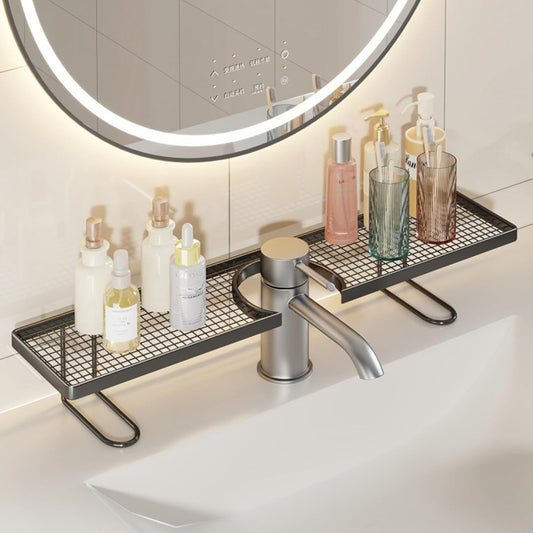 ✨️Sink Organizer Rack,No-Drill Freestanding Carbon Steel Faucet Storage Shelf