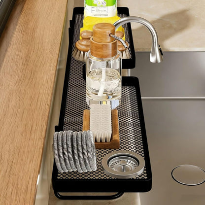 ✨️Sink Organizer Rack,No-Drill Freestanding Carbon Steel Faucet Storage Shelf