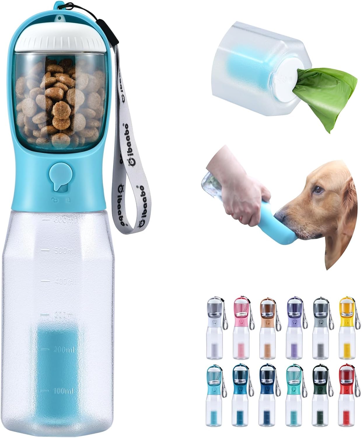 🐶🐕️Dog Water Bottle with Food Container & Poop Bag Holder