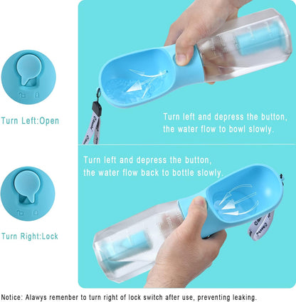 🐶🐕️Dog Water Bottle with Food Container & Poop Bag Holder