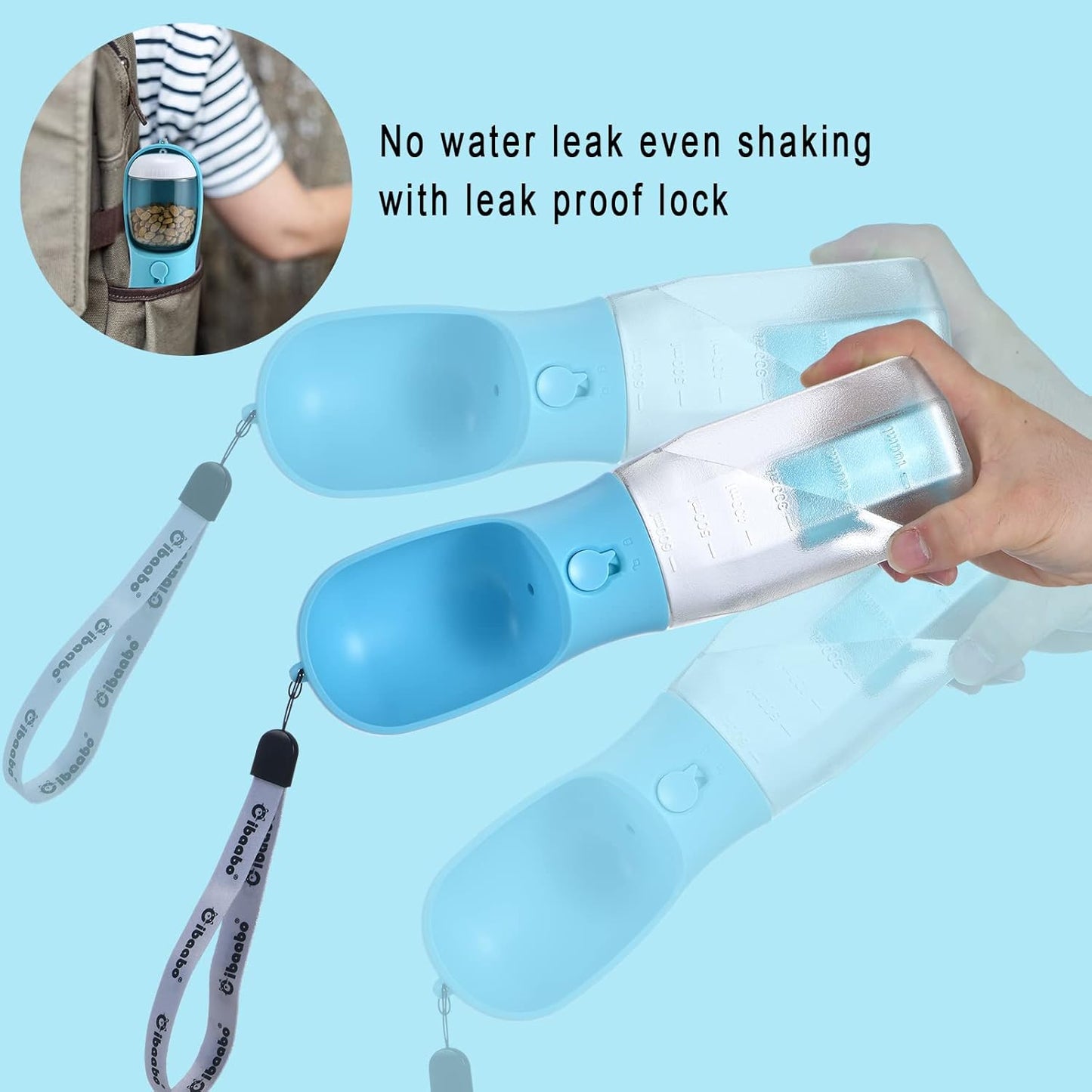 🐶🐕️Dog Water Bottle with Food Container & Poop Bag Holder