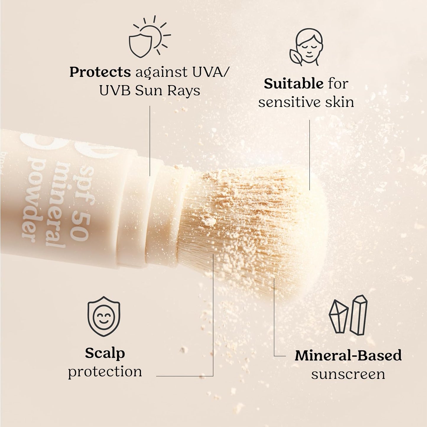 ☀️☀️Roe Wellness- SPF 50 Powder Sunscreen Mineral-Based, Non-Toxic Brush-on For Kids, Adults & Babies | For Scalp, Face & Body