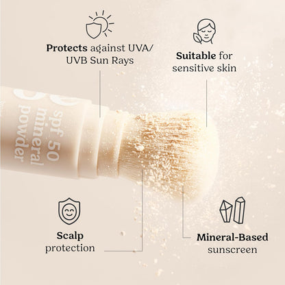 ☀️☀️Roe Wellness- SPF 50 Powder Sunscreen Mineral-Based, Non-Toxic Brush-on For Kids, Adults & Babies | For Scalp, Face & Body