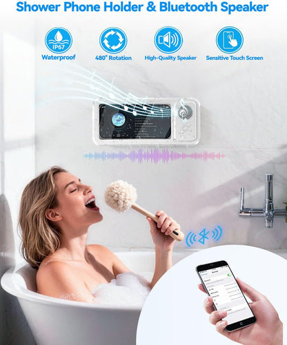 🚿🚿2026 New Waterproof Shower Phone Case for Any Phone, Shower Phone Holder with Wireless Bluetooth Speaker