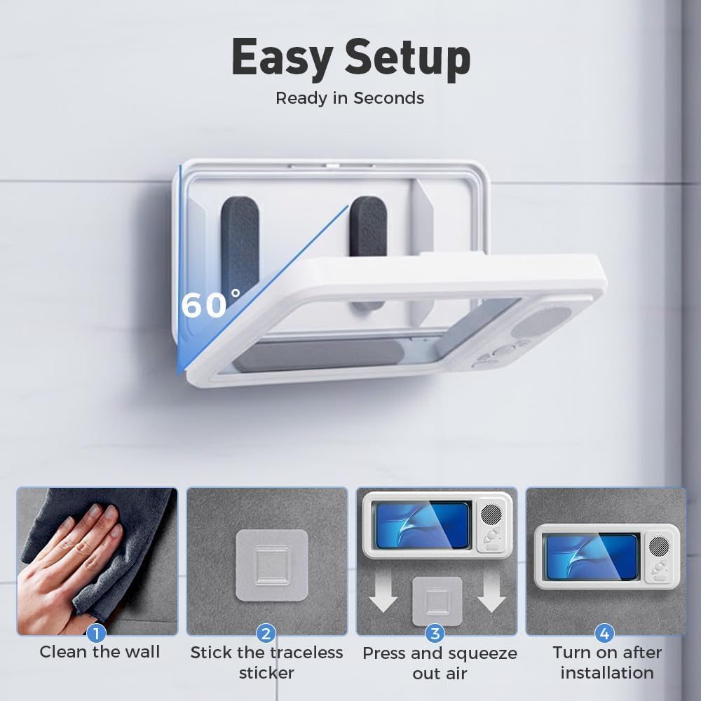 🚿🚿2026 New Waterproof Shower Phone Case for Any Phone, Shower Phone Holder with Wireless Bluetooth Speaker
