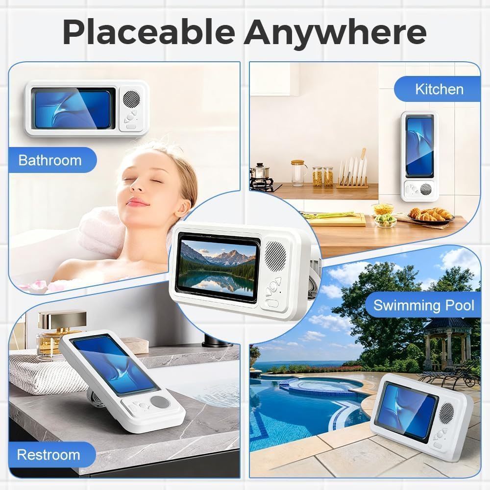 🚿🚿2026 New Waterproof Shower Phone Case for Any Phone, Shower Phone Holder with Wireless Bluetooth Speaker
