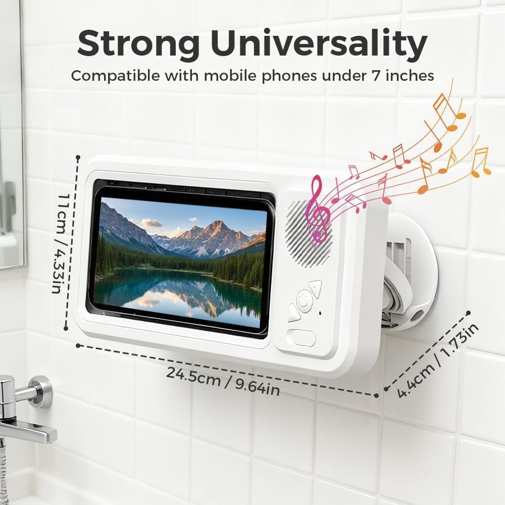 🚿🚿2026 New Waterproof Shower Phone Case for Any Phone, Shower Phone Holder with Wireless Bluetooth Speaker