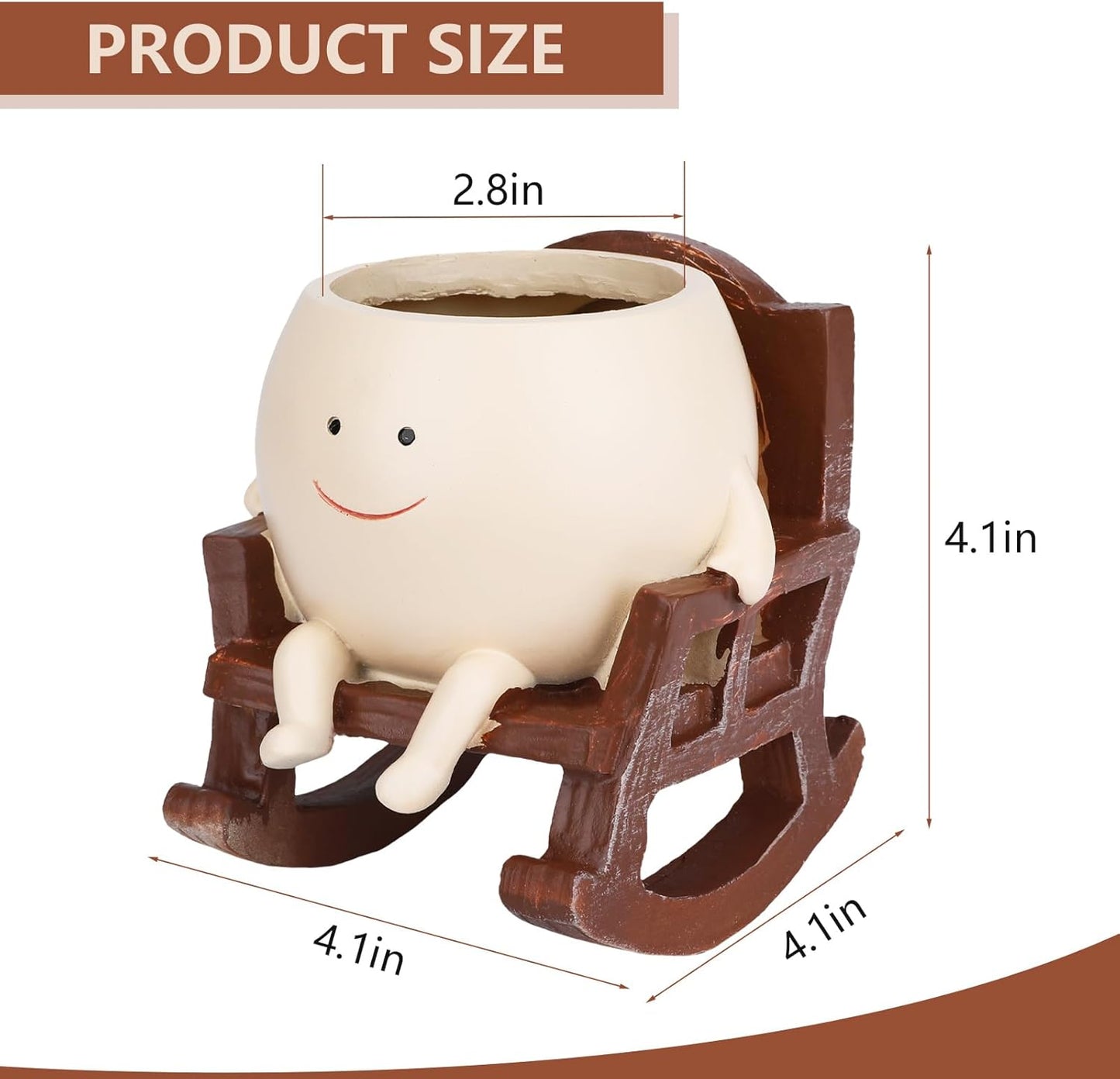 🪴🪴Unique Smiley Face Rocking Sitting Rocking Chair Flower Pot,Resin Chair with Drainage Holes