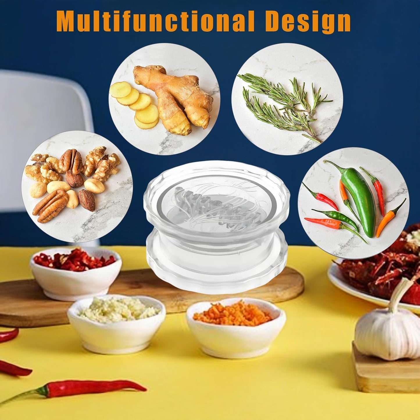 3 pcs Transparent Manual Garlic Twist for Garlic, Onion, Ginger, Herbs, Nuts