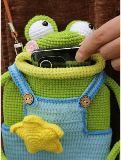 ✨️✨️Crochet Big Mouth Frog Cell Phone Bag
