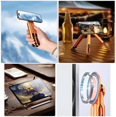 Portable Laptop Stand for Desk, Foldable Adjustable Computer Riser with Magnetic Phone Holder