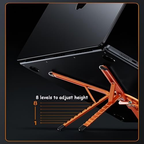 Portable Laptop Stand for Desk, Foldable Adjustable Computer Riser with Magnetic Phone Holder
