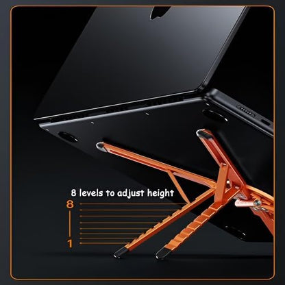 Portable Laptop Stand for Desk, Foldable Adjustable Computer Riser with Magnetic Phone Holder