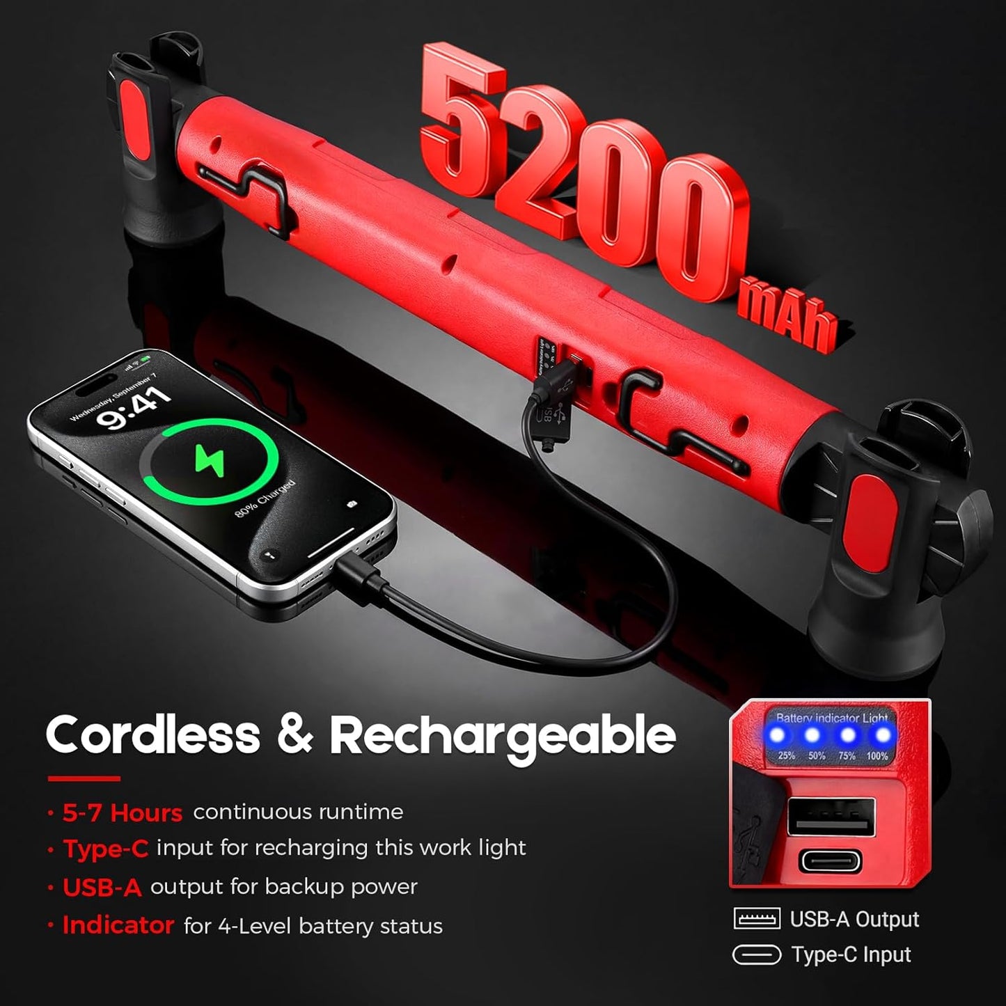 🧲🌟Magnetic Work Light, Portable Under Hood Lights Machanic Tools for Car Repairing, Inspection, Garage, Emergency