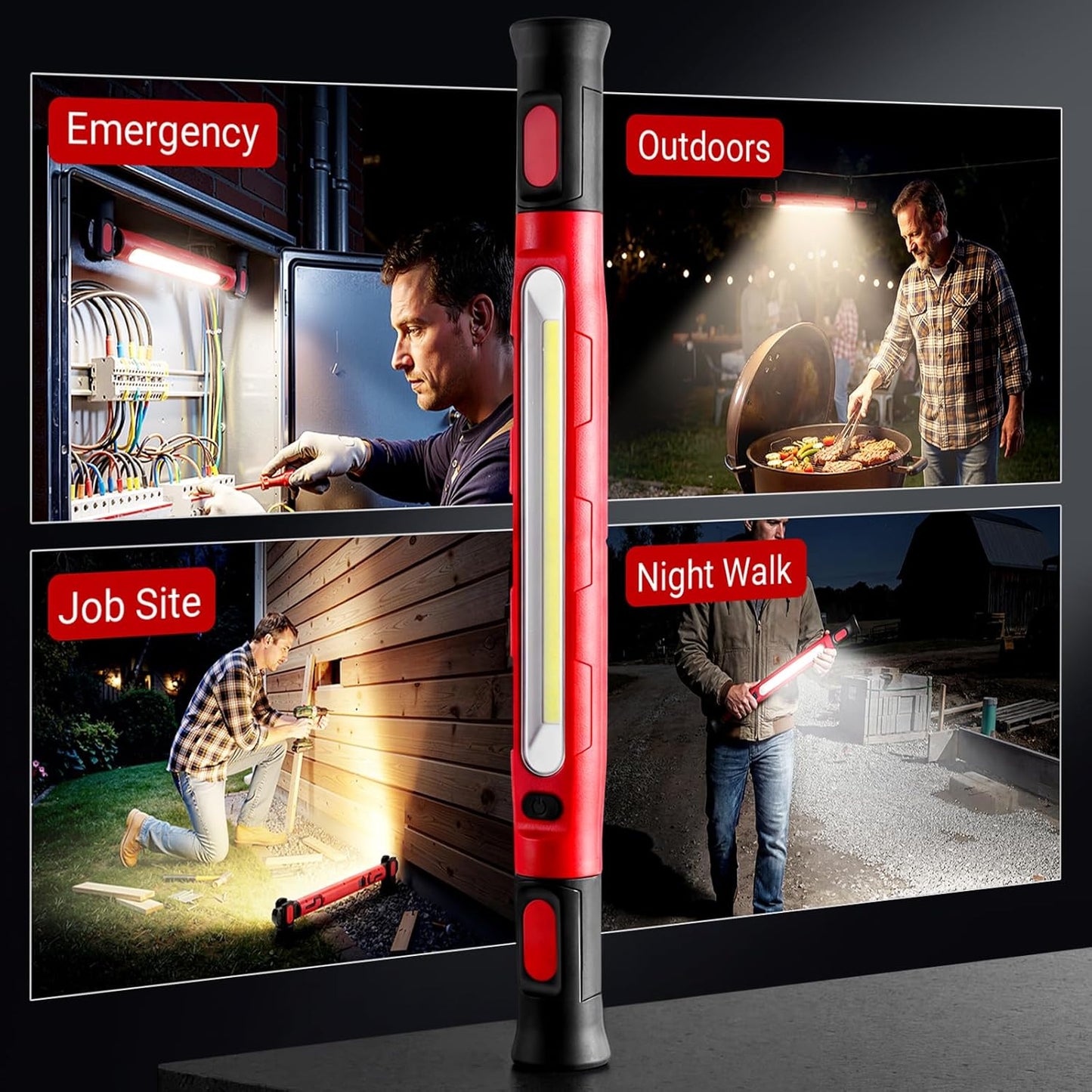 🧲🌟Magnetic Work Light, Portable Under Hood Lights Machanic Tools for Car Repairing, Inspection, Garage, Emergency