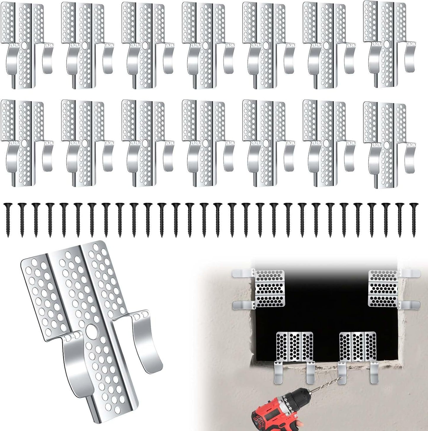 Easy-to-Install 1/2-Inch Drywall Clips,Drywall Repair Tools, Professional Wall Hole Repair Kit and Drywall
