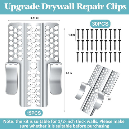 Easy-to-Install 1/2-Inch Drywall Clips,Drywall Repair Tools, Professional Wall Hole Repair Kit and Drywall